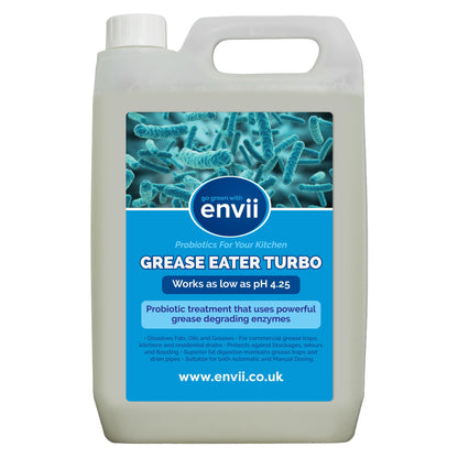envii Grease Eater Turbo – Natural Enzyme Grease Trap Cleaner & Maintainer Treatment, Suitable for Use in All Kitchens Breaks Down Grease & Fats - 5L