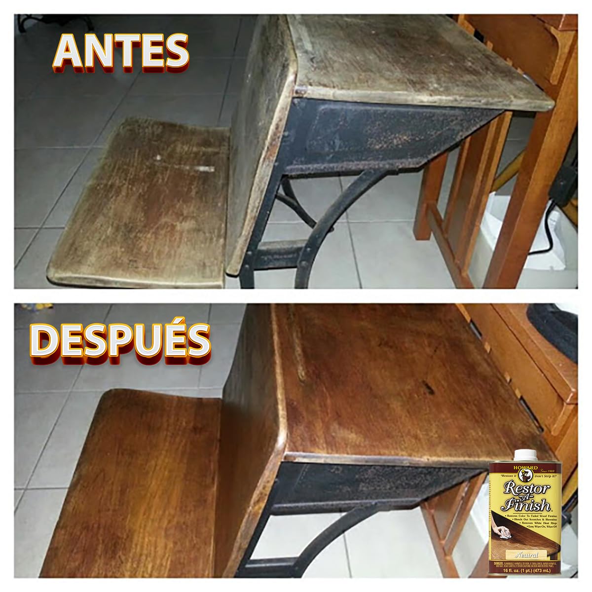 Howard Restor-A-Finish Mahogany RF5016 Restore The Original Finish Remove Heat and Stain Marks on Wooden Furniture 473ml