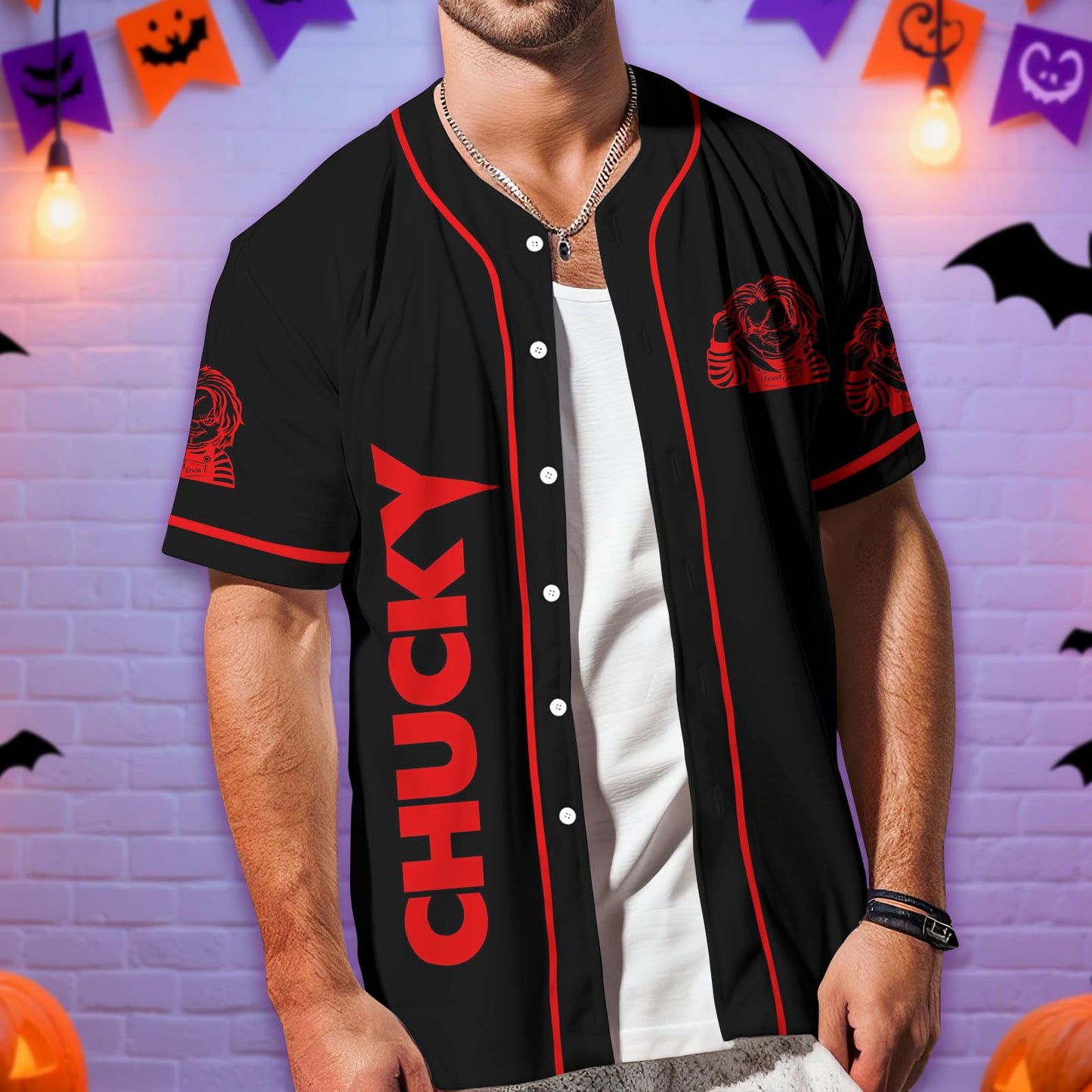 fat mummy Horror Doll Baseball Jerseys Shirt, Wanna Play Jersey Shirts for Men Women (L)