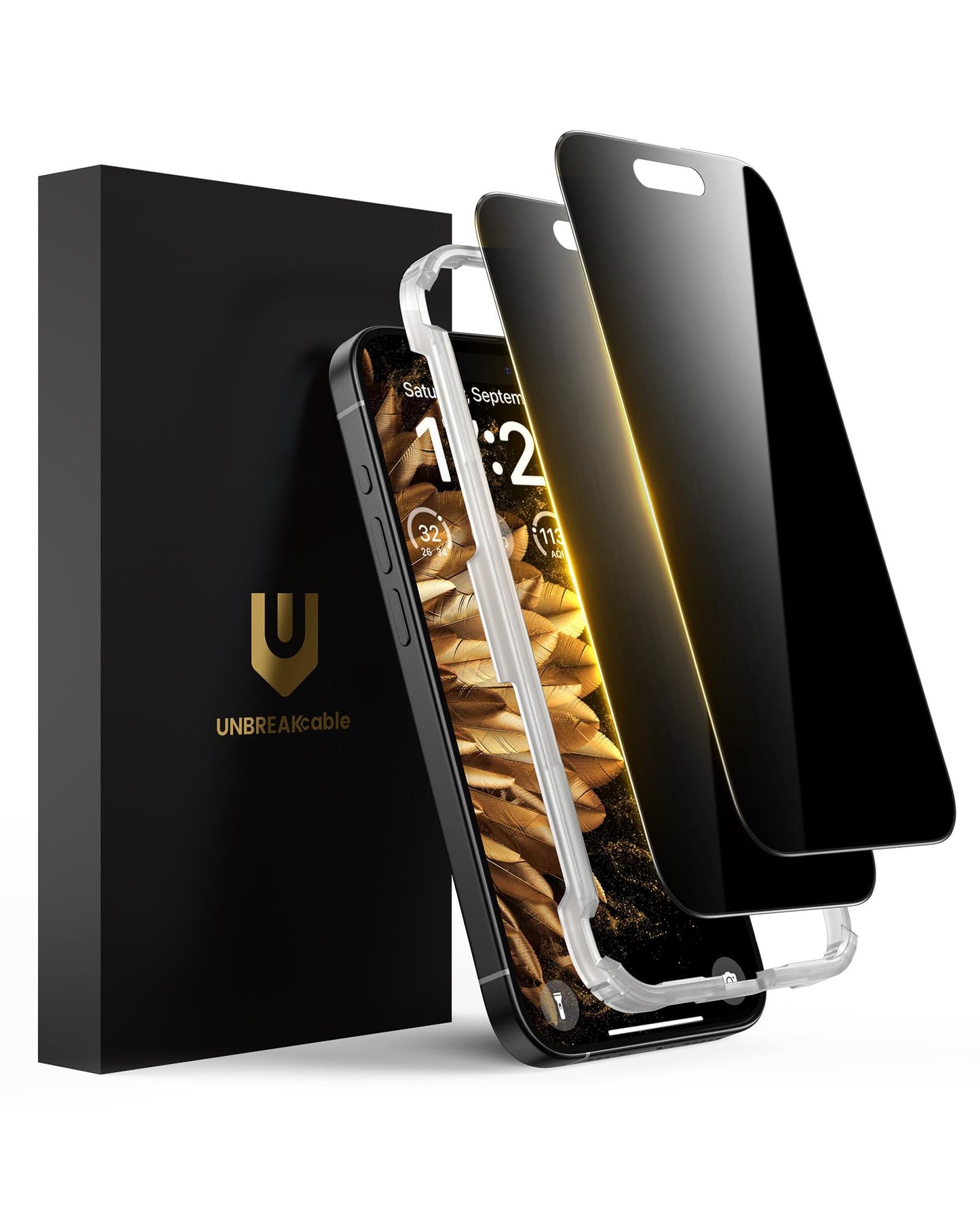 UNBREAKcable Privacy Screen Protector for iPhone 14/ iPhone 13/13 Pro, Tempered Glass [True 28°Anti Spy] [9H Hardness] [Case Friendly] Private Protector for iPhone 6.1" - 2 Pack