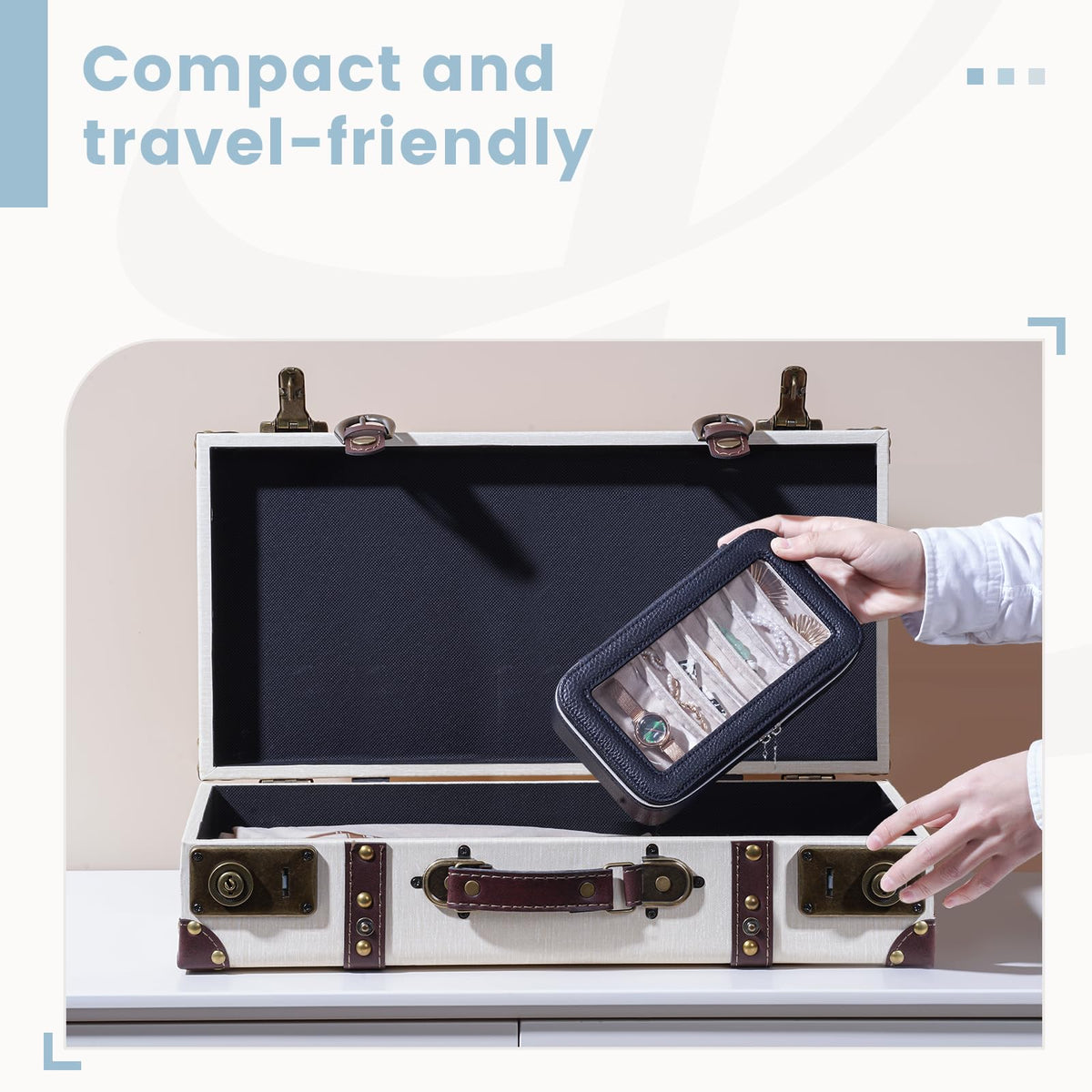Lolalet 8 in 1 Travel Jewelry Case with Velvet Pouches, Clear Window Travel Jewelry Organizer Bags for Earrings, Bracelets, Necklaces and Rings, Compact Jewelry Storage for Women Girls- Black, 7PCS
