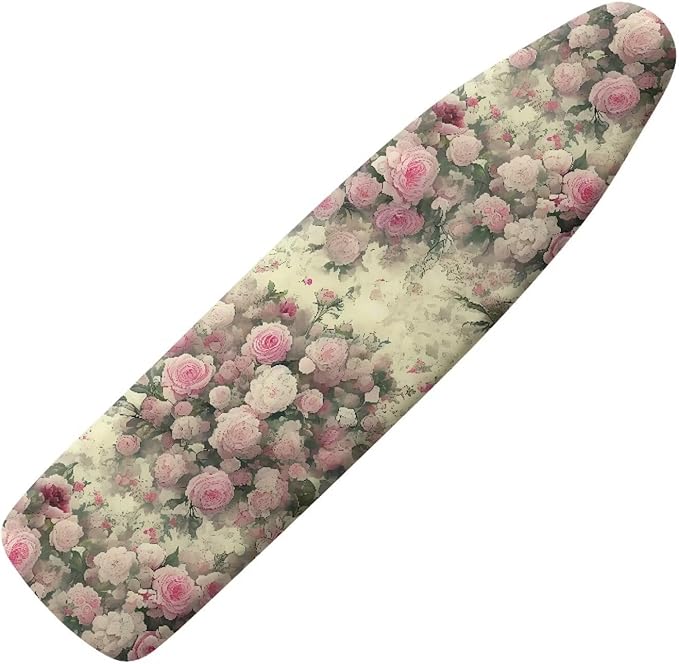 Retro Pink Rose Ironing Board Cover, Stain Resistant Minimalist Aesthetics Iron