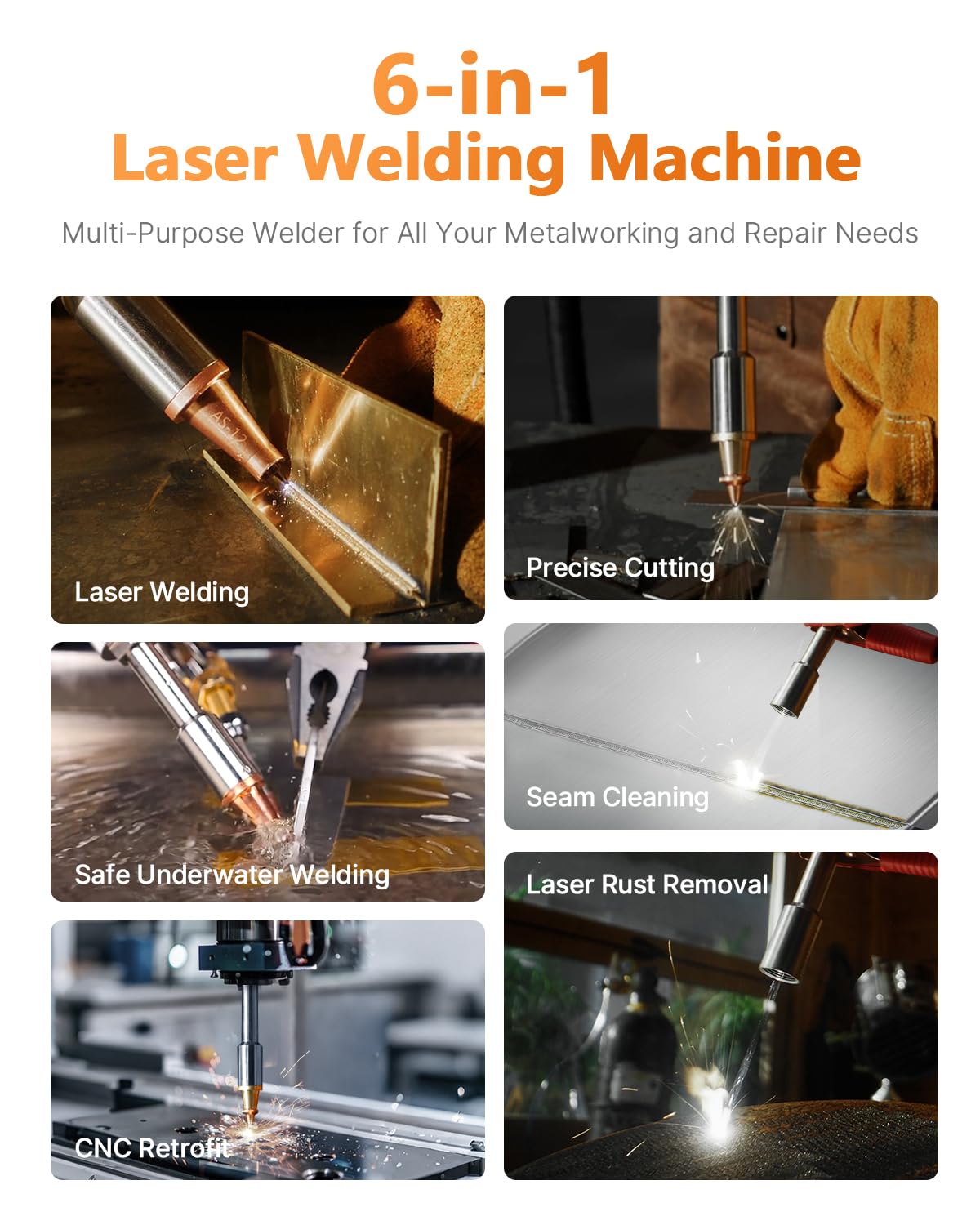 X1pro 700W Laser Welding Machine – 6-in-1 Handheld Fiber Laser Welder for Welding, Cutting, Cleaning, Rust Removal, Underwater Welding & CNC Retrofit – Equipped with Auto Wire Feeder