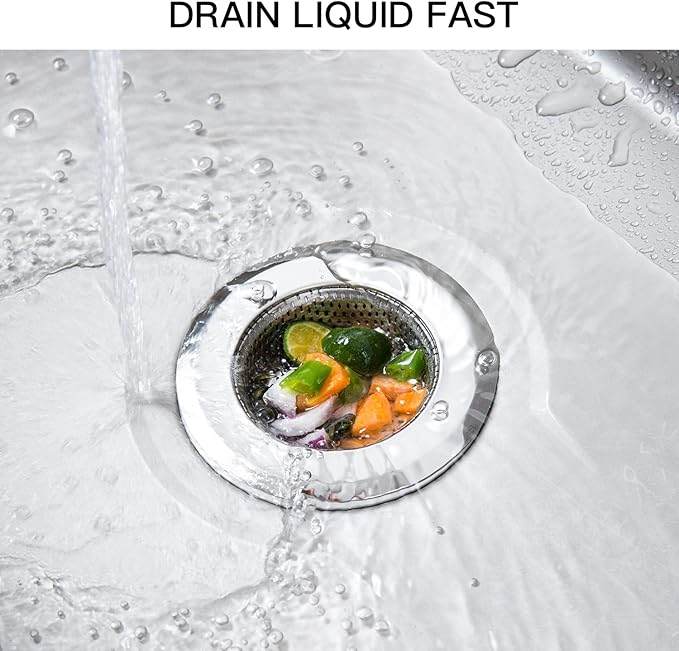 4 Pack Heavy Duty Stainless Steel Kitchen Sink Drain Strainer, Bathroom Hair