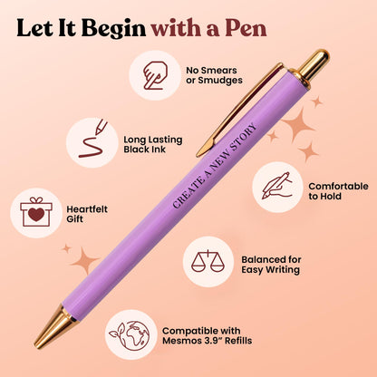 MESMOS New Beginnings Gifts for Women, 3pk Fancy Ballpoint Pen Set, Divorce Going Away Break Up Farewell Gifts for Women Friends and Coworkers