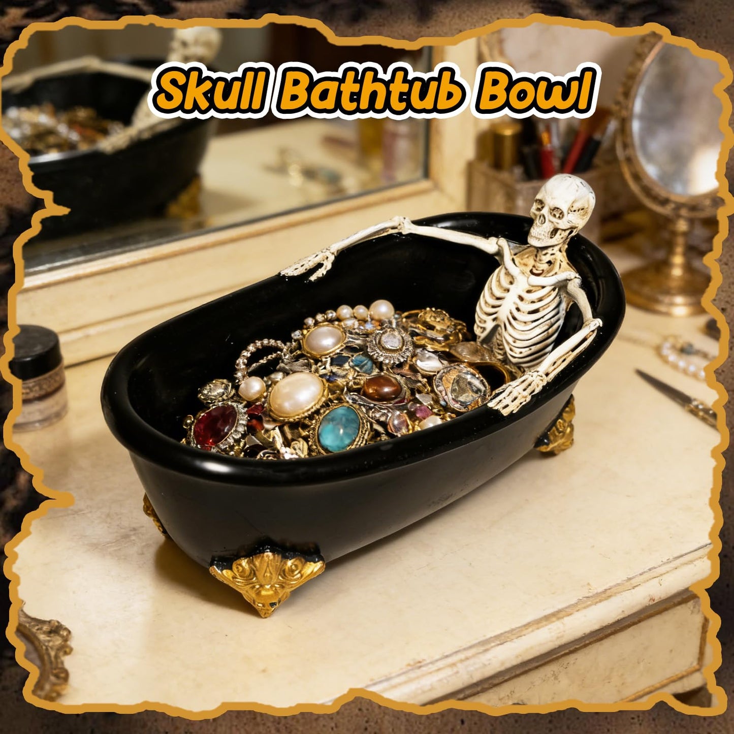 Wowagoga Skull Candy Dish, Bathtub Bowl,Resin Statues,Gothic Decoration for Home Office Decor Servers