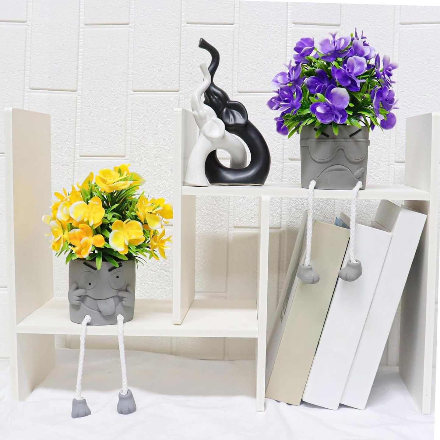 Zerzsy Set of 2 Cute Artificial Plants with Hanging Legs Fake Plant Flowers Summer Spring Decor - Desk Decor for Women -Small Faux Plants Office Shelf Decorations