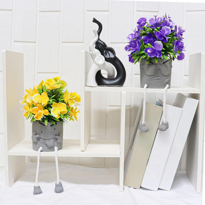 Zerzsy Set of 2 Cute Artificial Plants with Hanging Legs Fake Plant Flowers Summer Spring Decor - Desk Decor for Women -Small Faux Plants Office Shelf Decorations