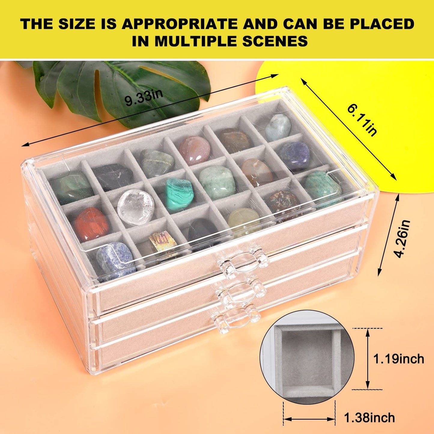 Acrylic Rock Collection Display Case Rock Collection Box for Kids Display Cases for Collectibles Crystal Display Case Holder Shadow Boxes Display Cases Display Cabinet Fossil Display Box