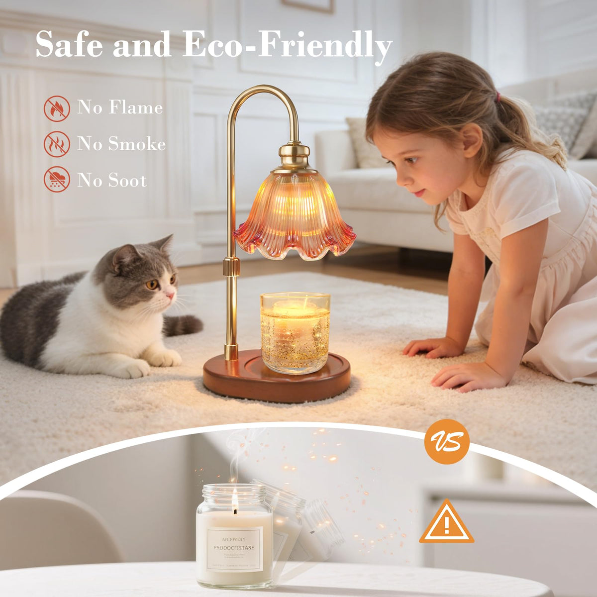 Banbanda Candle Warmer Lamp with Timer: Mothers Day Gifts,Birthday Gifts for Women, House Warming Gifts New Home Decor – Height Adjustable Candle Lamp - Walnut Solid Wood Base, with 2 Bulbs