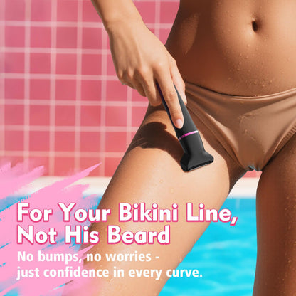 Bikini Trimmer for Women - Painless Electric Razors for Silk Skin,Cordless Body Shaver for Trip,Replaceable Lady Facial Razor, IPX7 Waterproof&Easy Cleaning, Ceramic Blade, USB Charge Dock Pink