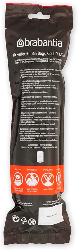 Brabantia PerfectFit Trash Bags High Quality Thick Plastic Trash Can Liners