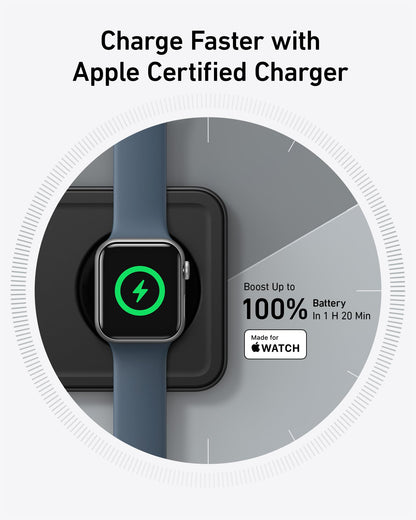 Anker iPhone 16 Foldable 3-in-1 Wireless Charging Station, Qi2 Certified 15W Ultra-Fast MagSafe-Compatible Wireless Charger, for iPhone 15/14 Series, AirPods, Apple Watch (USB-C Charger Included)