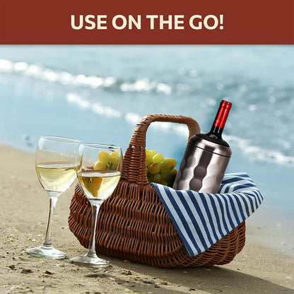 Premium Wine Chiller - 750ml Stainless Steel Bottle Cooler, Double-Walled & Vacuum Insulated - Keeps Wine Cold for 6+ Hours - Perfect Christmas Gift for Wine Lovers – Fits Most Champagne Bottles