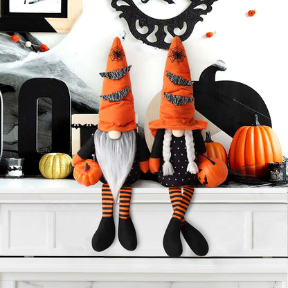 Ndeno 2PCS Halloween Gnome Plush Decorations, Handmade Scandinavian Tomte - Pumpkins Bats Home Tabletop Elf Gnomes Decor Ornaments - Boo (Halloween- Style A)