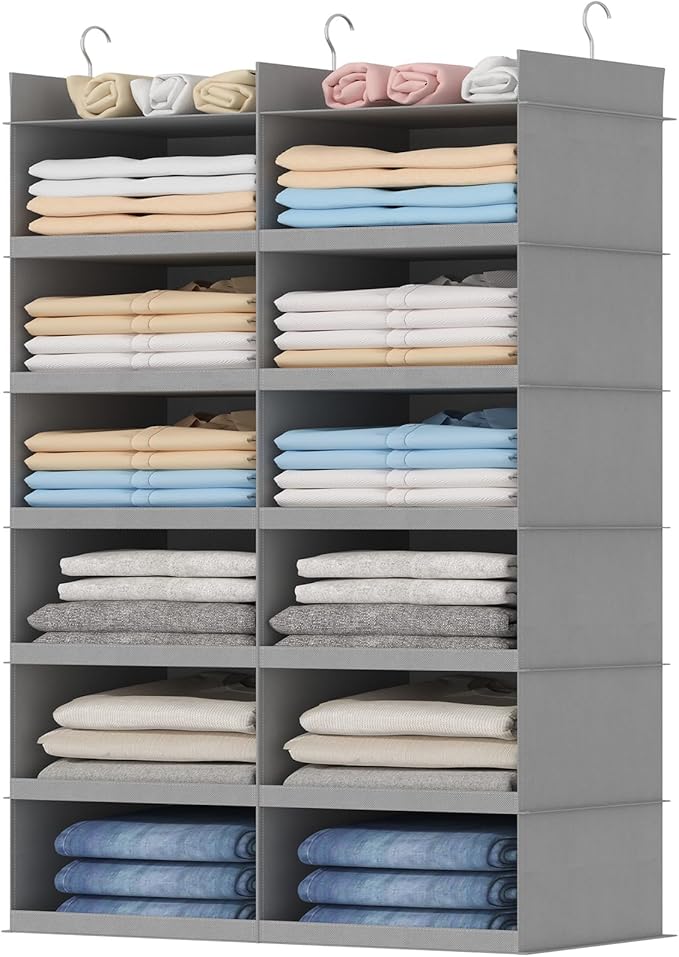 Lifewit Dual-Row Shelf Hanging Closet Organizer and Storage, Clothes Shelves
