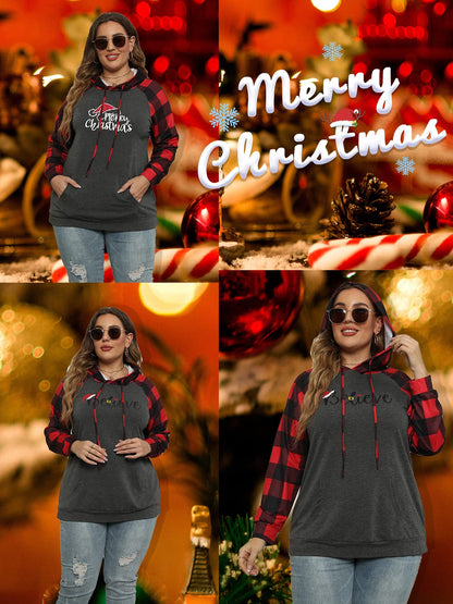 VISLILY Christmas Shirts for Women Plus Size 3X Pullover Hoodies Cute Holiday Tee SA 24W