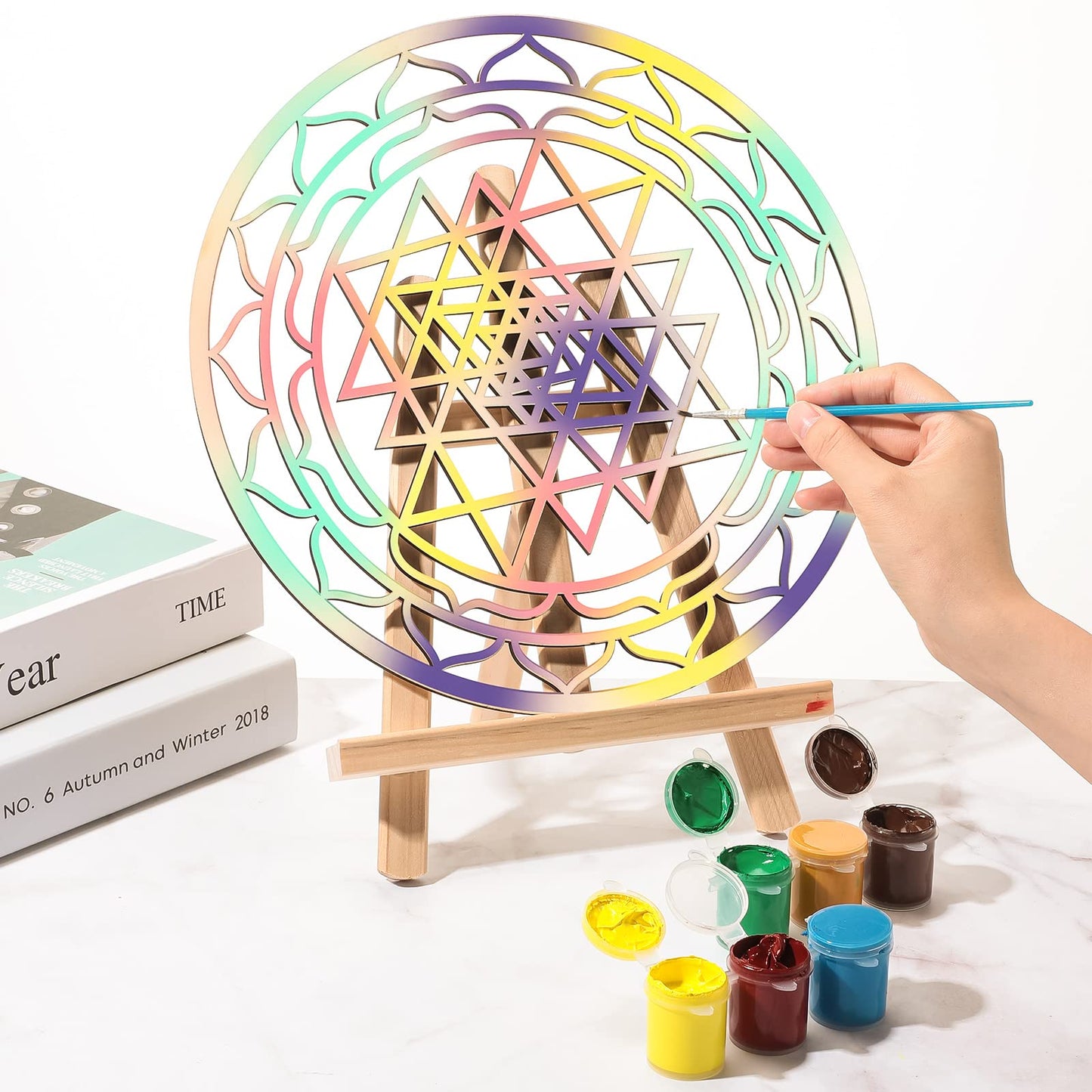 Youyole 4 Pcs 12 Inch Sacred Geometry Wood Wall Art Set Crystal Grid Board Zen Metatron Cube Sri Yantra Flower of Life Mandala Flower of Life Zen Wooden Wall Hanging Decor for Home Room