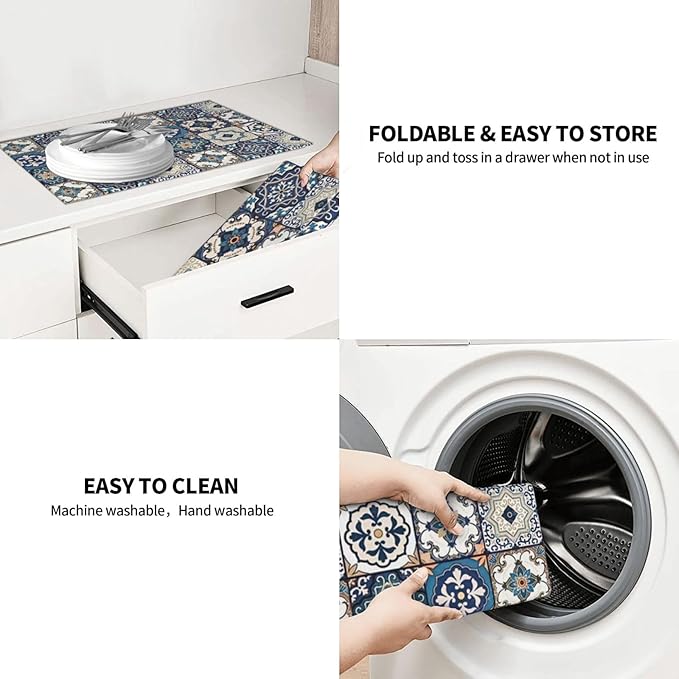 2Pcs Dish Drying Mats Faucet Mats Sets Large Size Coffee Mats Sink Faucet Mat