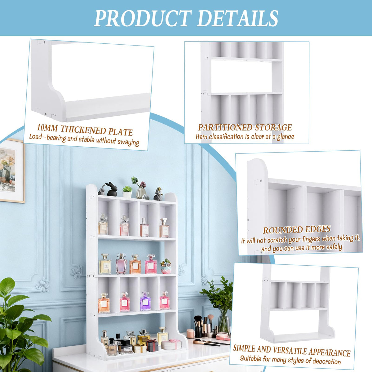 Zoketriton Perfume Organizer Display Case Multi-Tier Trinket Display Shelf for Perfume Crystal Storage Fragrances Collectibles Figures Miniatures Cosmetics Shot Glasses