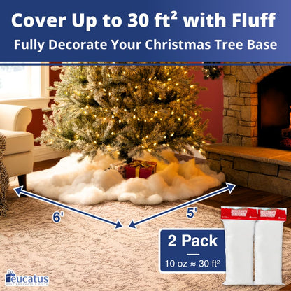 Eucatus 2 Pack Fake Snow Fluff Sheet – 30 sqft Fluffy Cotton-Like Christmas Snow for Mantle, Tabletop, Winter Village, Tree Base & Nativity Display Decoration