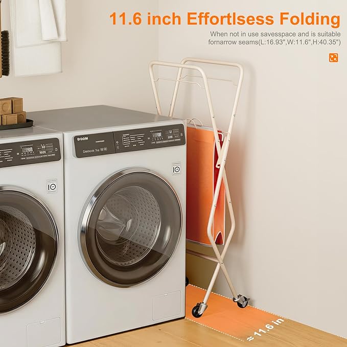 Convenient Laundry Basket with Wheels, Heavy Duty Dirty Clothes Laundry Hamper