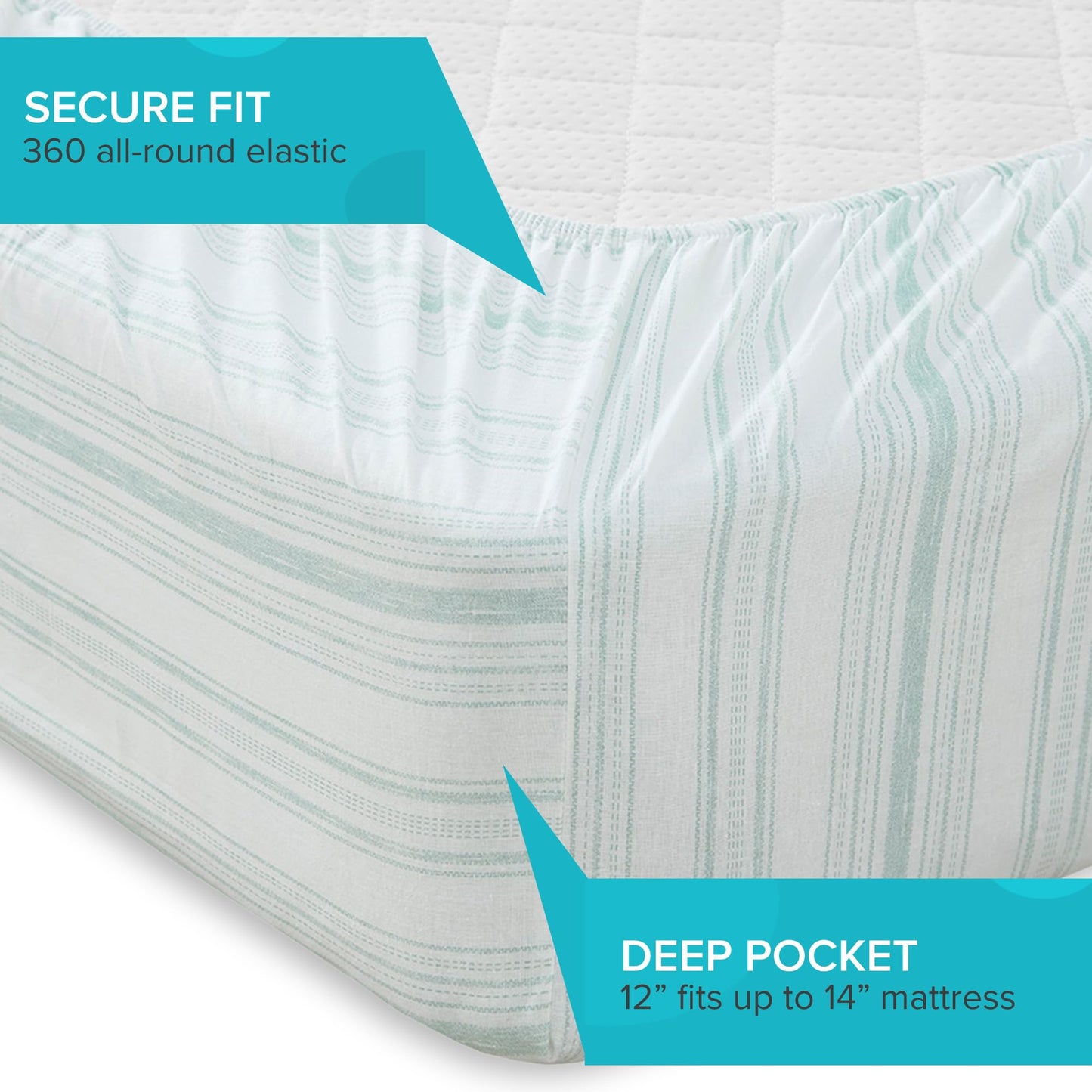 Comfort Spaces 100% Cotton Sheet Set Breathable, Lightweight, Soft with 12" Elastic Pocket Fits up to 14" Mattress, All Season Cozy Bedding, Matching Pillow Case, Twin Good Vibes 3 Piece