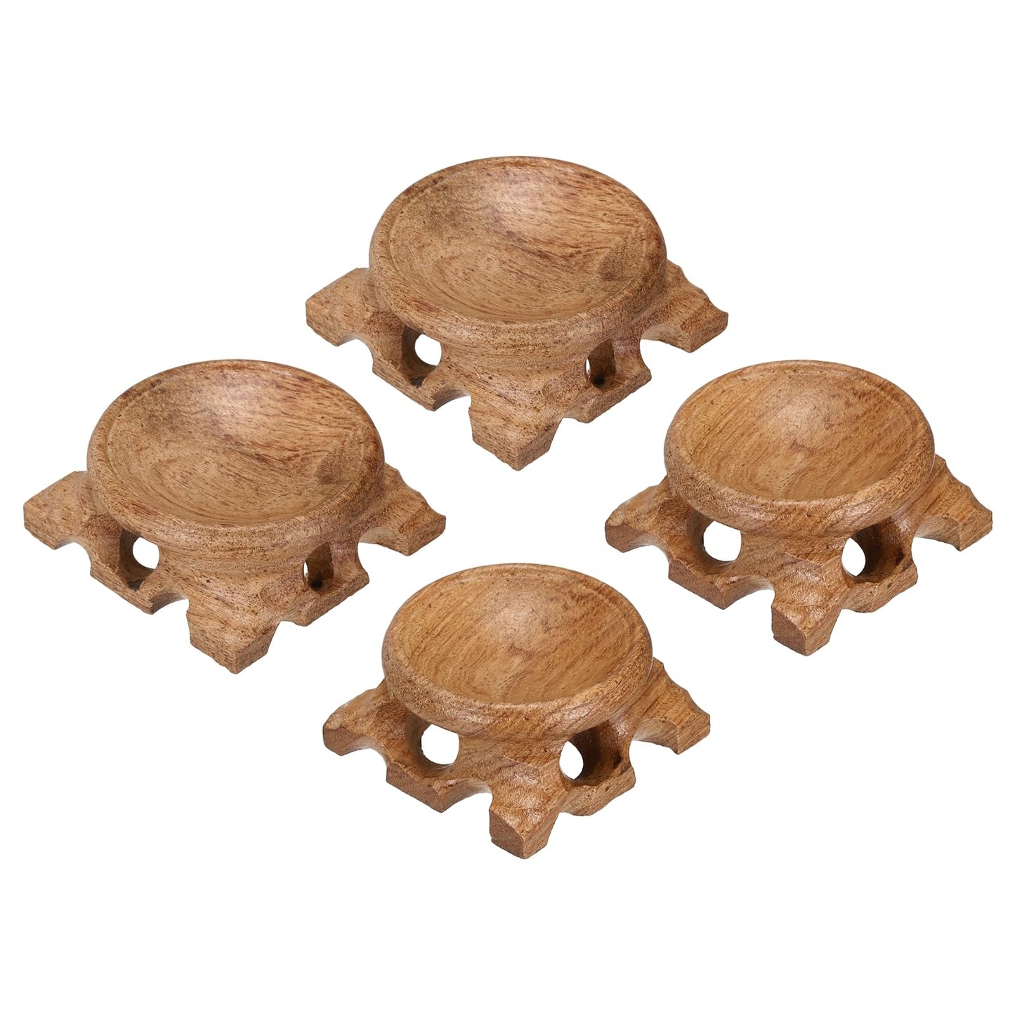 uxcell 4Pcs Mini Wooden Crystal Ball Stand, 40/50mm Wood Display Stand Base Round Rosewood Sphere Holder for Secure Display Crystal Ball Sphere Eggs Stone, Red Brown