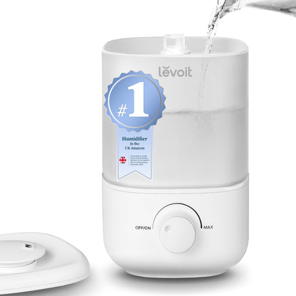 LEVOIT Humidifier for Bedroom, Ultra-Quiet 23dB, Easy to Fill & Clean, Cool Mist Air Humidifier for Home, Baby Nursery & Plants with 360° Rotation Nozzle, Auto Shut-off and Top Fill, Up to 25H