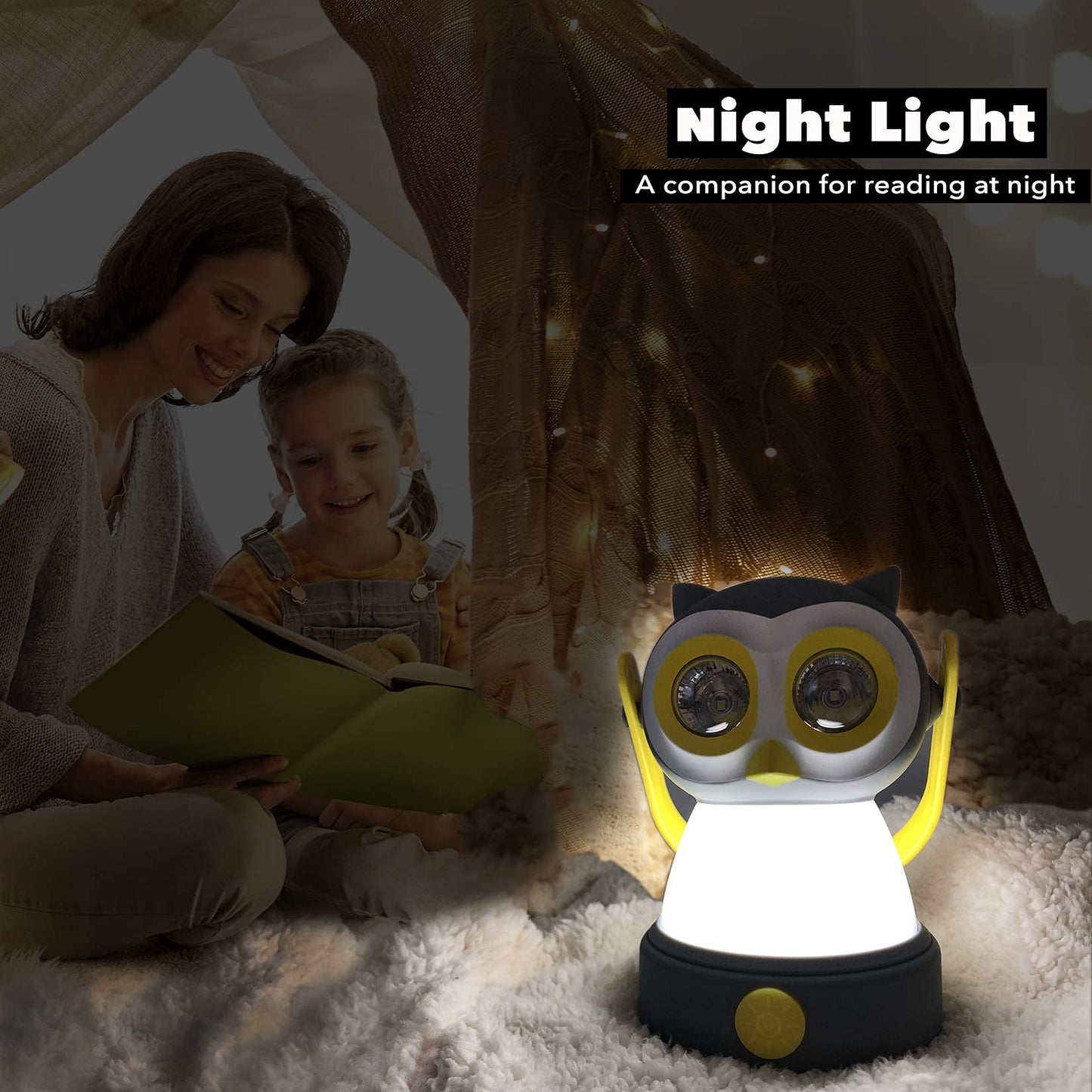 Outdoor Equipment LED Camping Lantern & Headlamp Set for Kids, FANT.LUX Battery Powered Night Light for Emergency, Hurricane, Lightweight Tent Lamp for Children (Owl Set)