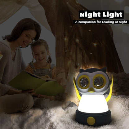 Outdoor Equipment LED Camping Lantern & Headlamp Set for Kids, FANT.LUX Battery Powered Night Light for Emergency, Hurricane, Lightweight Tent Lamp for Children (Owl Set)