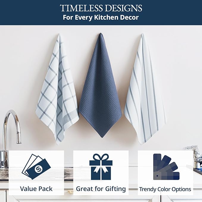 LANE LINEN Cotton Kitchen Towels Set, Quick-Drying Dish Towels, Premium Hand