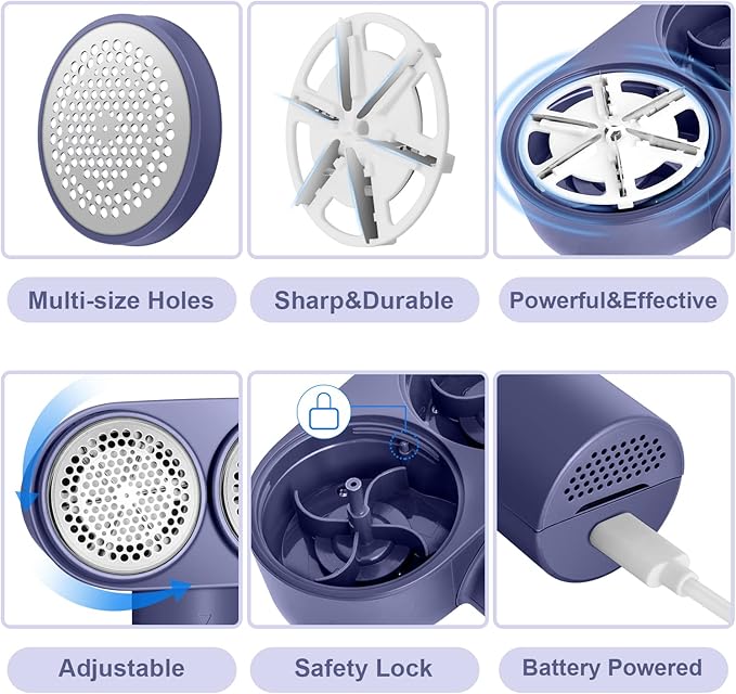 Fabric Shaver, Handzee Electric Lint Shaver, Dual Motor Sweater Shaver