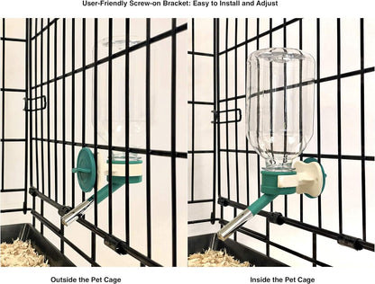 Choco Nose Patented No-Drip Water Bottle/Feeder for Guinea Pigs/Hamsters/Bunnies/Ferrets/Other Small Pets, Critters and Animals -For Cages, Crates or Wall Mount. 300ML. Nozzle 10mm, Green (C128)