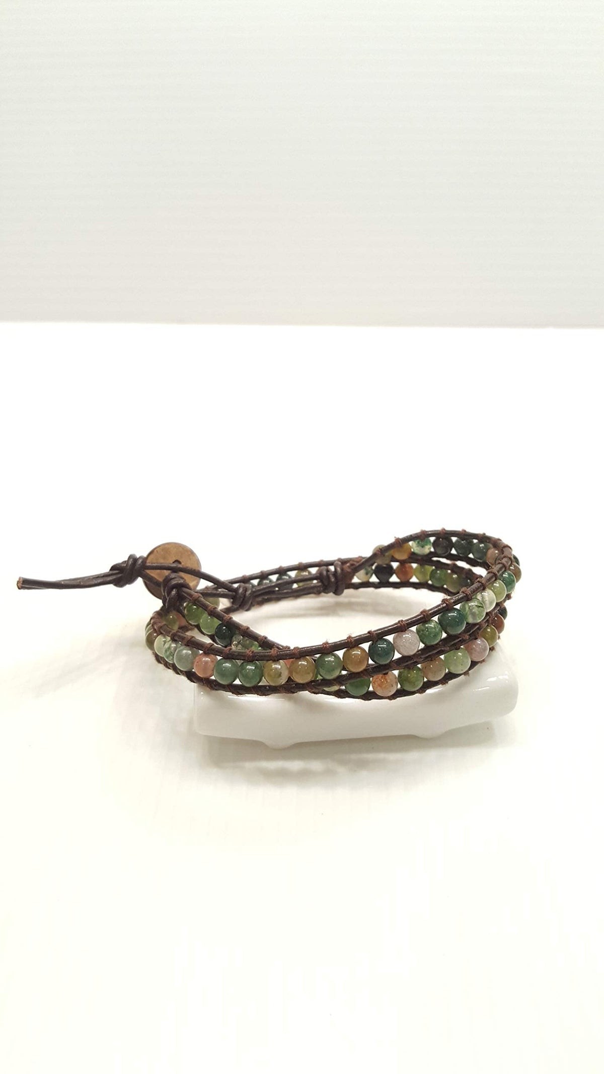 Infinityee888 Jasper 2 Wrap Bracelets and Choker woven Leather Necklace 2 in 1, Men Bracelet, Women Bracelet.
