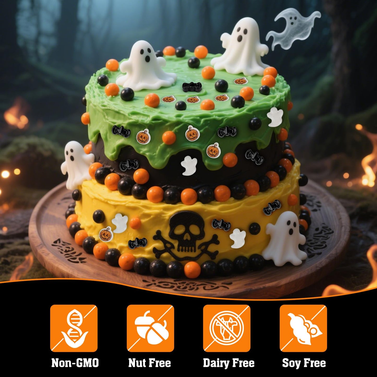 Twisweet Halloween Sprinkles, Pumpkin Sprinkles for Cake Decorating, Edible Candy Ghost Bat Sugar Sprinkle Mix, Black and Orange Baking Candy Bulk, Cupcake Topper Cookie Ice Cream Cake Decorations, Halloween Scary Theme Trick or Treat Party Supplies (130g