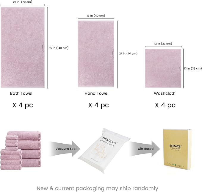 SEMAXE 12-Piece Family Bathroom Towel Set