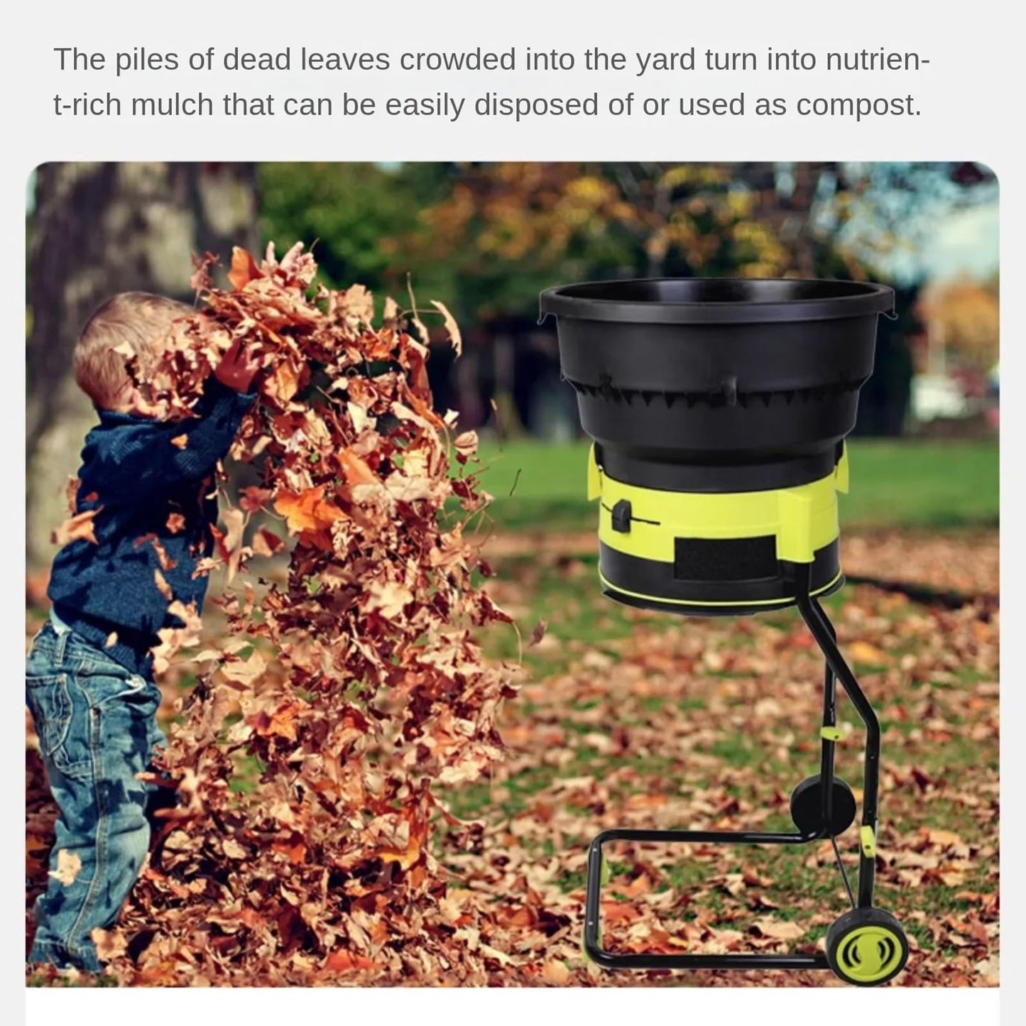 ZWHLYLY Electric Leaf Mulcher Shredder, 2500W Corded Garden Compost Shredder Crusher with Power Cord, 8000rpm Leaves Chippers, Shredders and Mulchers with Wheels (Machine+40m)