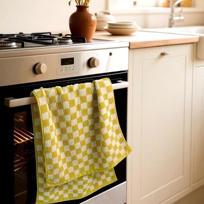 Jacquotha 4 Pcs Hand Towels for Bathroom Checkered, Cotton Soft Absorbent Cute