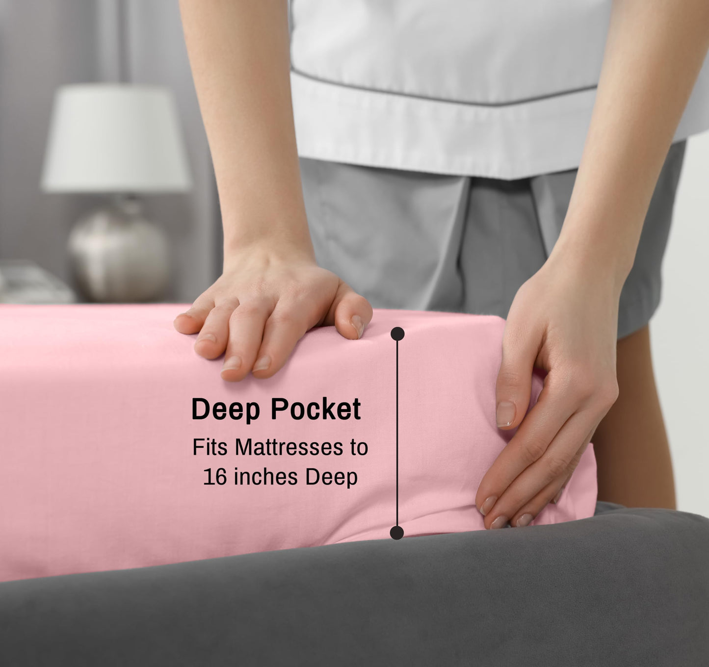 RUVANTI 100% Cotton Percale Sheets King Size – Crisp Cooling Bed Sheets for Hot Sleepers, Deep Pocket 16”, Soft Breathable & Durable Hotel-Style 4 Piece Set, Bridal Rose