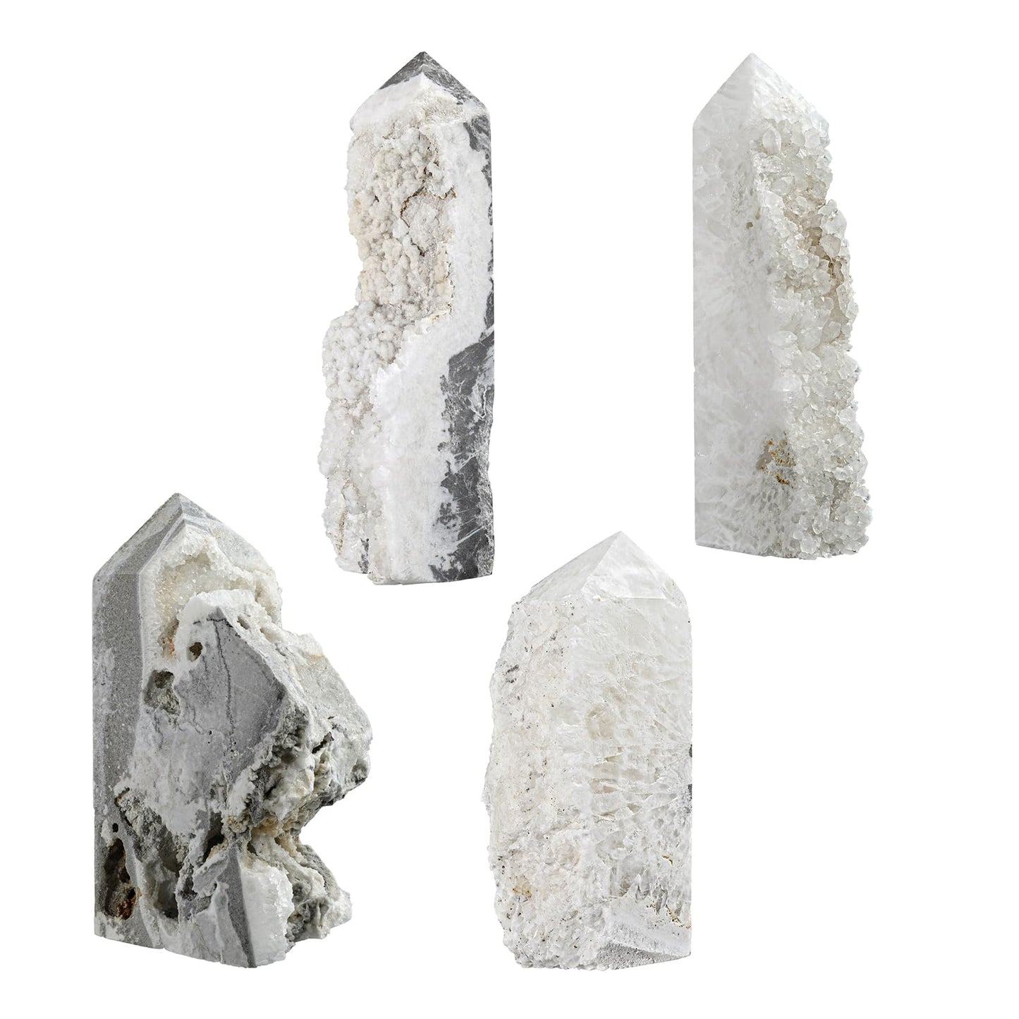 Sportmusies Natural Rock Crystal Cluster Obelisk Wand Tower Home Office Decoration, Irregular-Shaped Geode Stone Mineral Specimen Reiki Collection, 2.48-4.92 inches