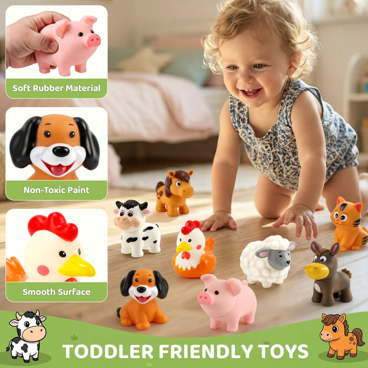 30-Piece Upgraded Farm Animal Big Barn Playset Gifts for Toddlers Christmas|Montessori Learning Toys for 18 Months Olds Girls Boys|Pretend Animal with Tractor Birthday Gifts for 2 Years