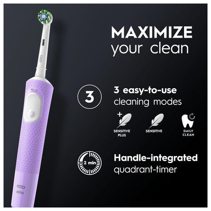 Oral-B Pro Vitality "WHITENIG EDITION" Electric Toothbrushes For Adults, 1 Handle, 2 Toothbrush Heads, 3 Brushing Modes Including Sensitive Plus, 2 Pin UK Plug, Purple (Package may vary)