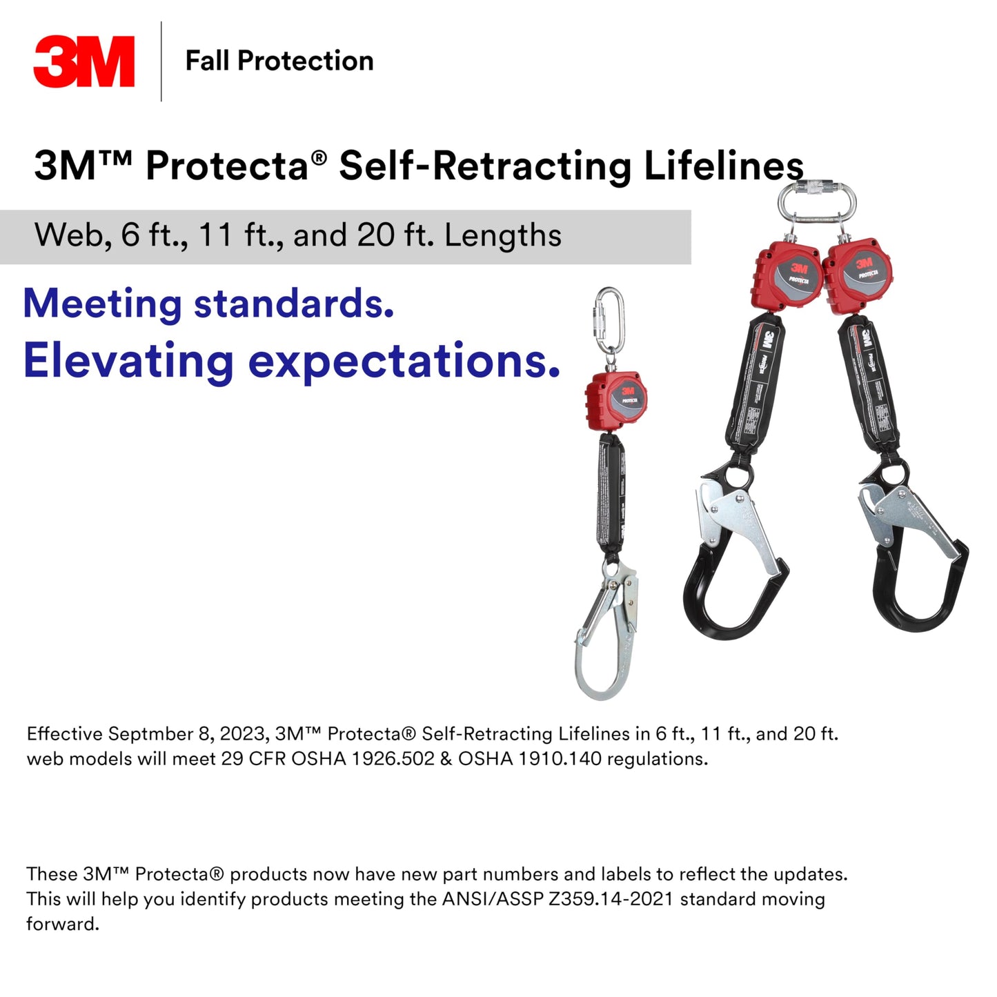 3M™ Protecta® Self-Retracting Lifeline with Carabiner 3100514, Web, Swivel Snap Hook, 11ft.