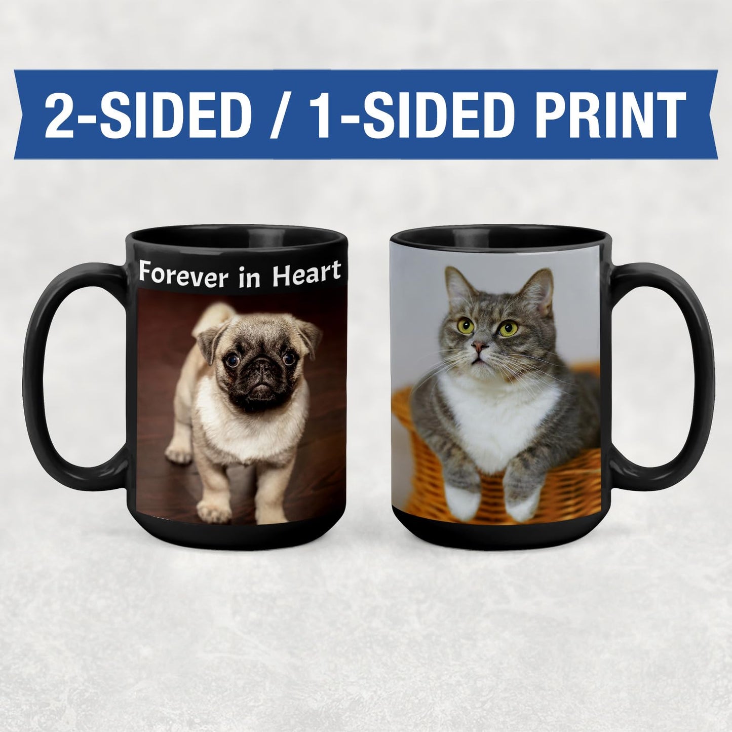 Personalized Coffee Mug - Custom Mugs with Picture Text - Customized Photo Name Logo Ceramic Cup - Birthday Anniversary Christmas Xmas Gifts - for Women Men Mom Dad Him Her Family Friend (15oz Black)