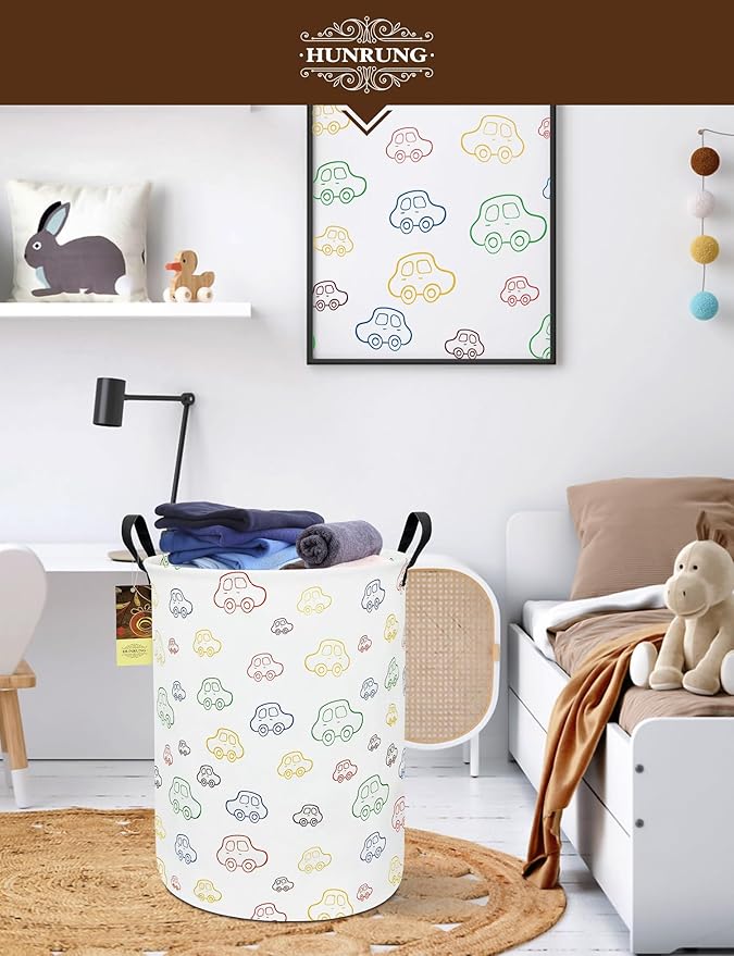 HUNRUNG Laundry Hamper, Large Canvas Fabric Lightweight Storage Basket Toy