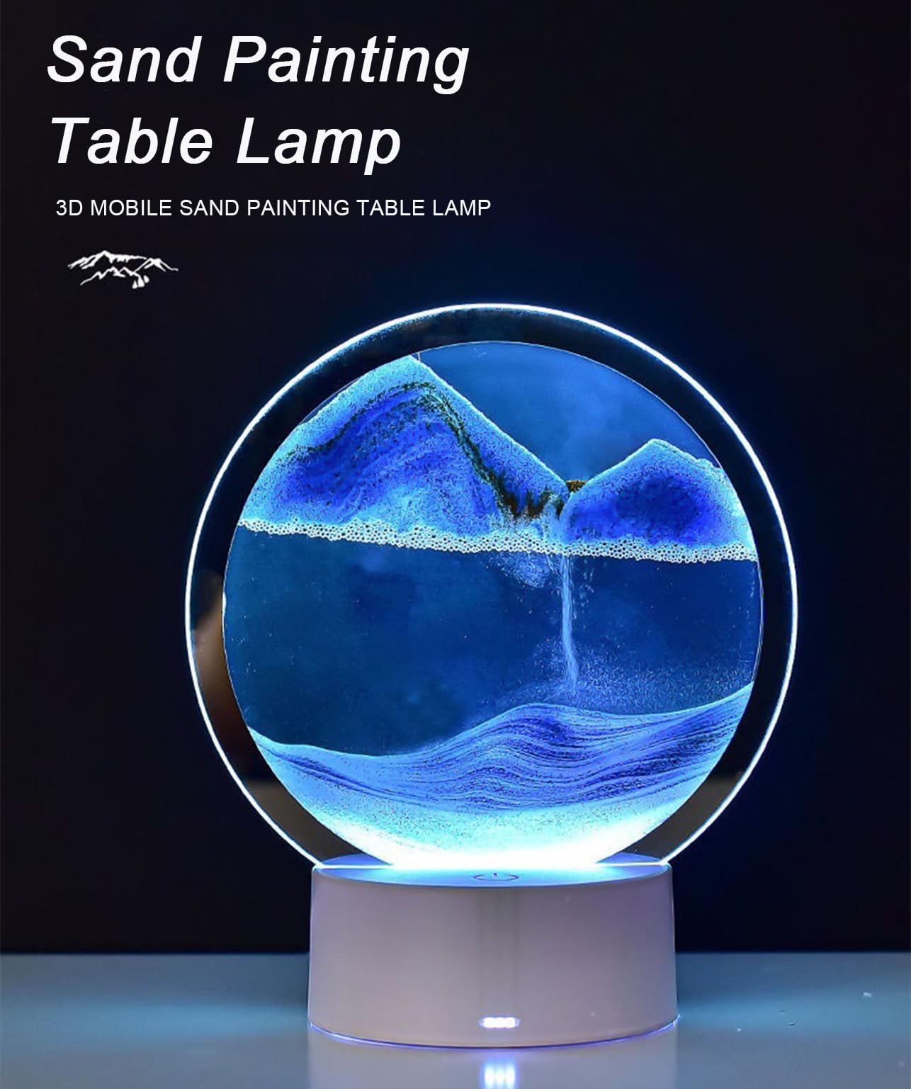 CYSRALFC Moving Sand Art Lamp, 3DMoving Sand Art, Quicksand Bedside Lamp, Creative Glass Sand Painting Colorful Night Light, Home Relaxation and Office Decoration