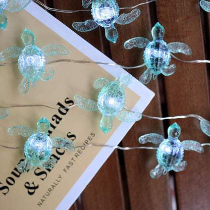 JASHIKA Beach Theme -Cute Green Sea Turtle String Lights- Ocean Fairy Decorative Lights- 10ft 30 LEDs -USB Powered -Multi-Function- Remote Control-Christmas -House Party- Bathroom -Baby Shower Decor