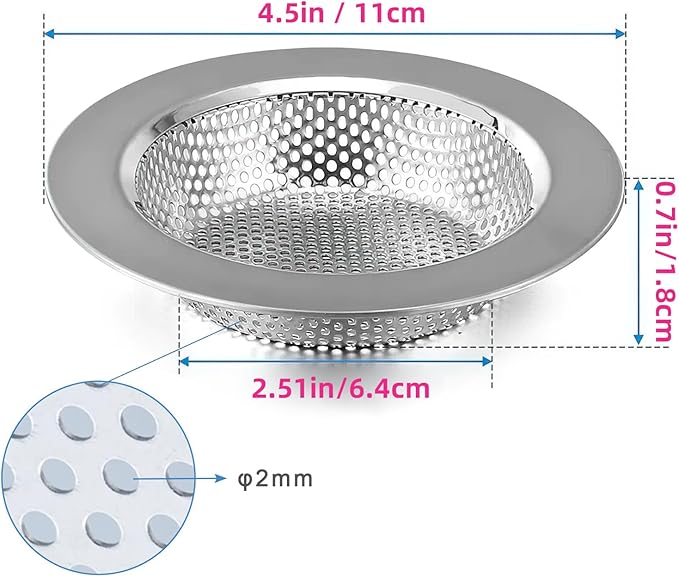 2 Packs Sink Strainer for Most Kitchen Sink Drain Basket, Upgraded Double-Layer