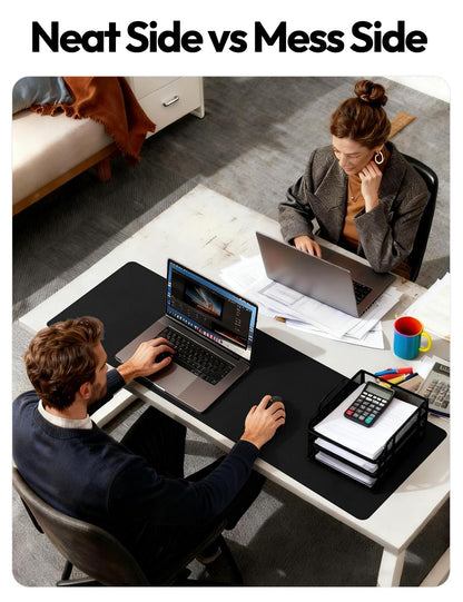 YSAGi Leather Desk Protector, Office Mat, Large Mouse Mat, Non-Slip PU Leather Blotter, Laptop Pad, Waterproof Writing Pad for Office and Home (Black, 47" x 17")